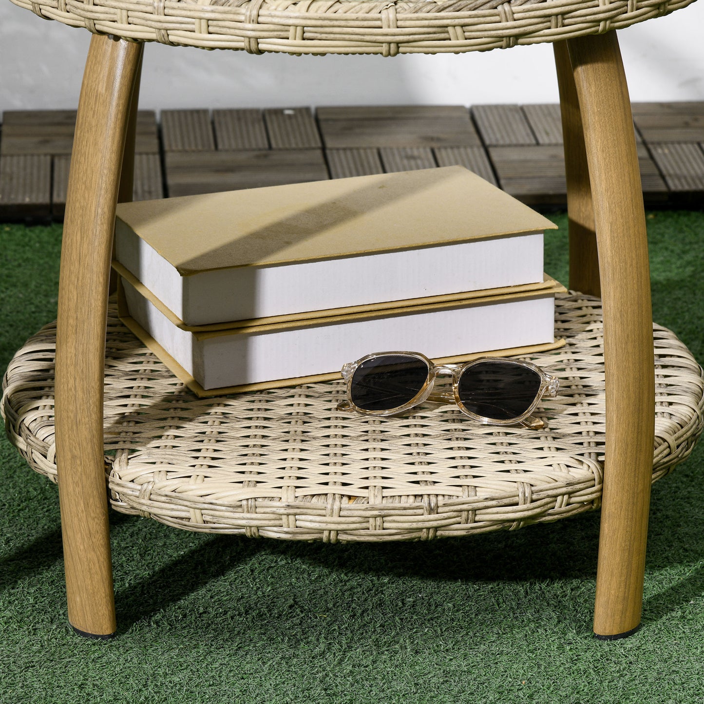 Outsunny Conjunto De Mesa Y Sillas De Jardín Para Exterior Natural Y Marrón_3