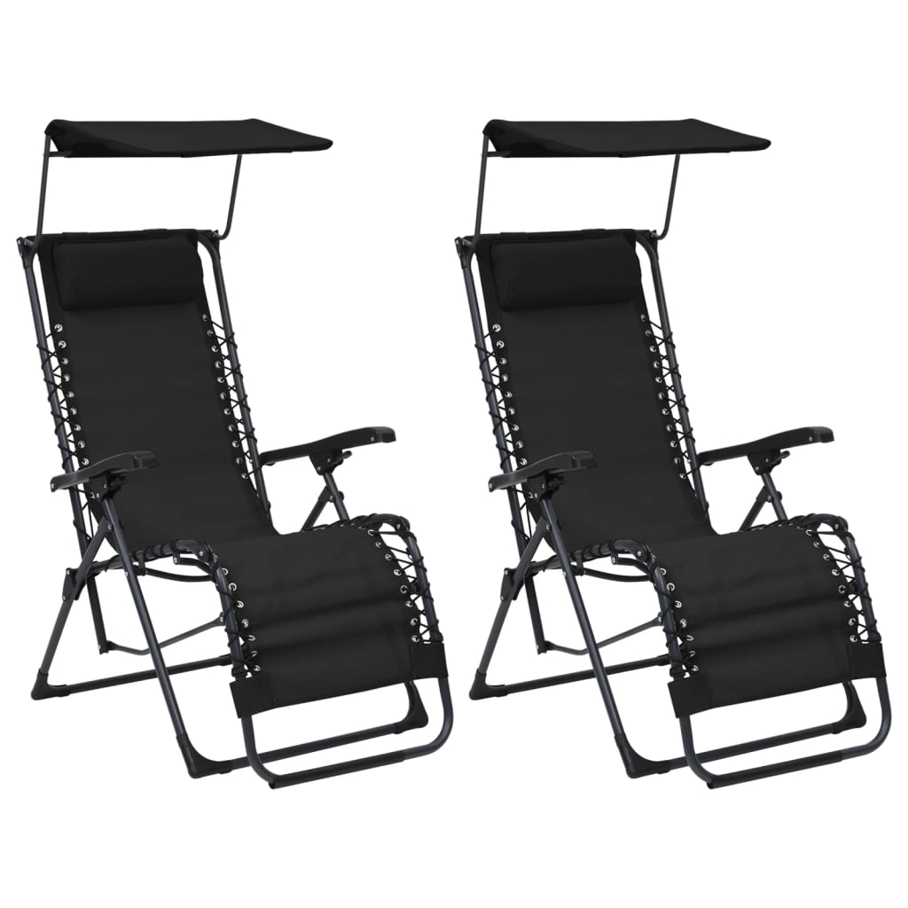 Sillas Plegables 2 Unidades Textilene Negro_0