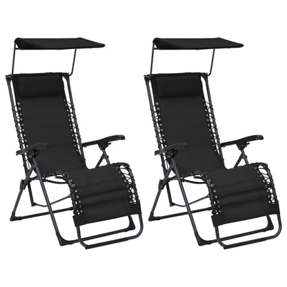 Sillas Plegables 2 Unidades Textilene Negro_0