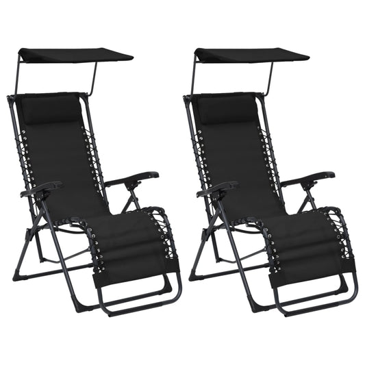 Sillas Plegables 2 Unidades Textilene Negro_0