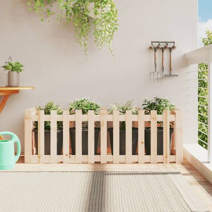 Arriate Elevado Jardín Con Valla Madera Maciza Pino 150x50x50cm_1