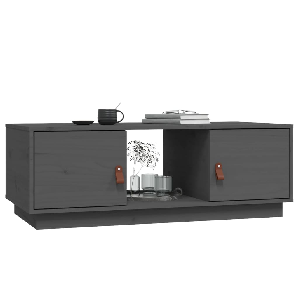 Mesa De Centro De Madera Maciza De Pino Gris 100x50x35 Cm_2