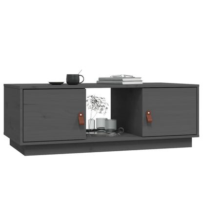 Mesa De Centro De Madera Maciza De Pino Gris 100x50x35 Cm_2