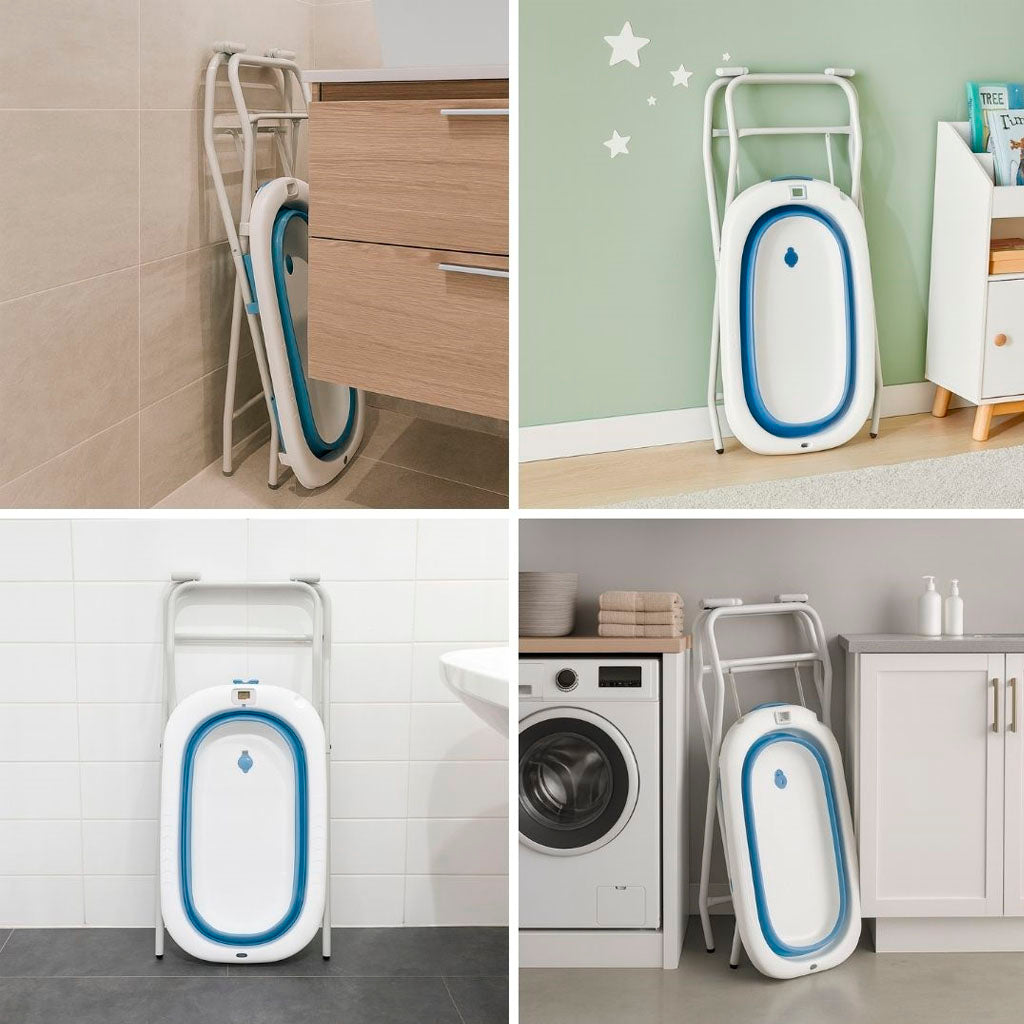 Bathby | Bañera Bebé Azul Con Cojín, Termómetro Y Soporte Plegable | Ligera, Segura Y Compacta Para Recién Nacidos_5