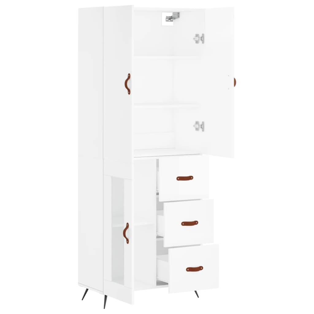 Aparador Alto Madera Contrachapada Blanco 69,5x34x180 Cm_3