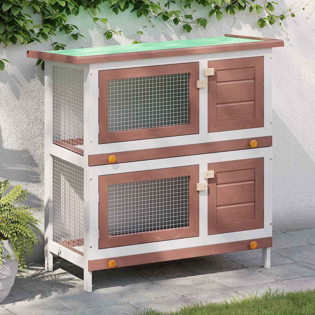 Jaula Conejera Con 4 Puertas Madera Marrón_1