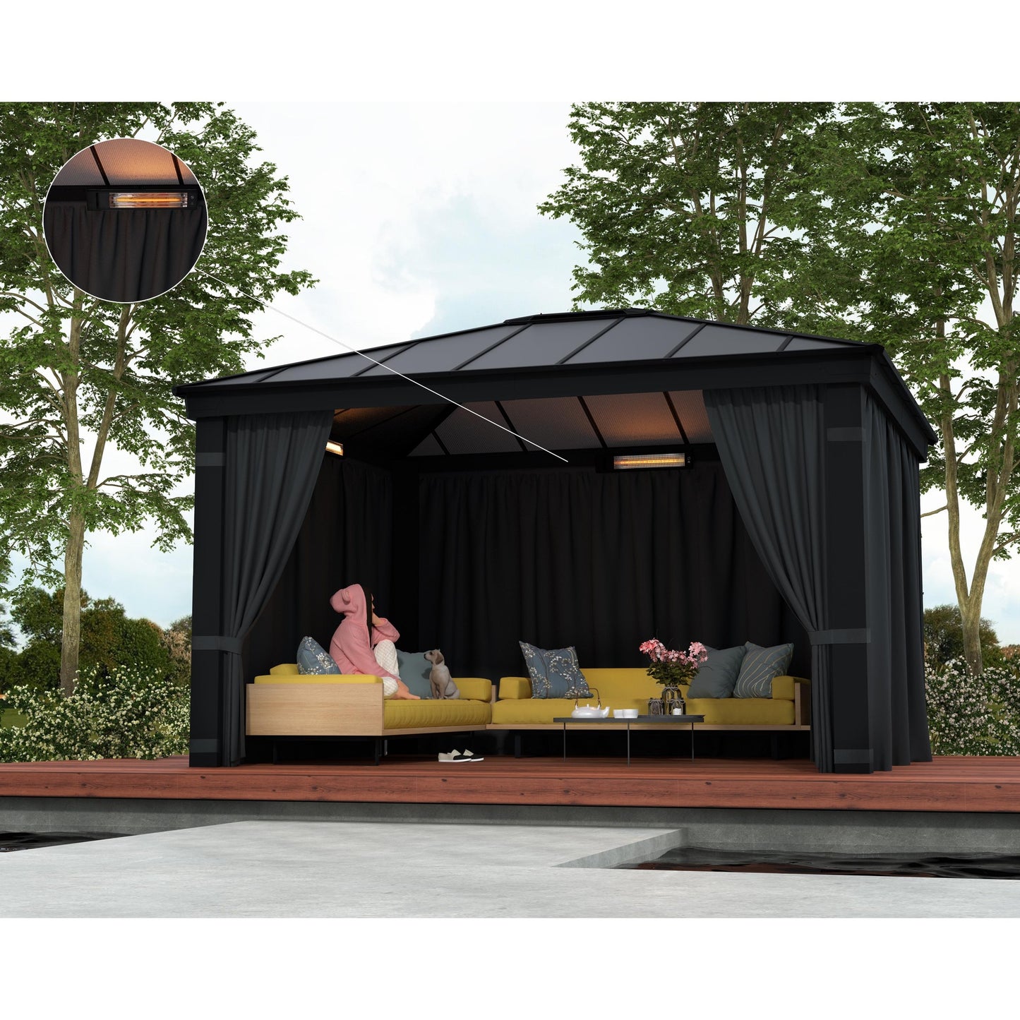 Calefactor electrico de fibra de carbon para pérgolas y gazebos