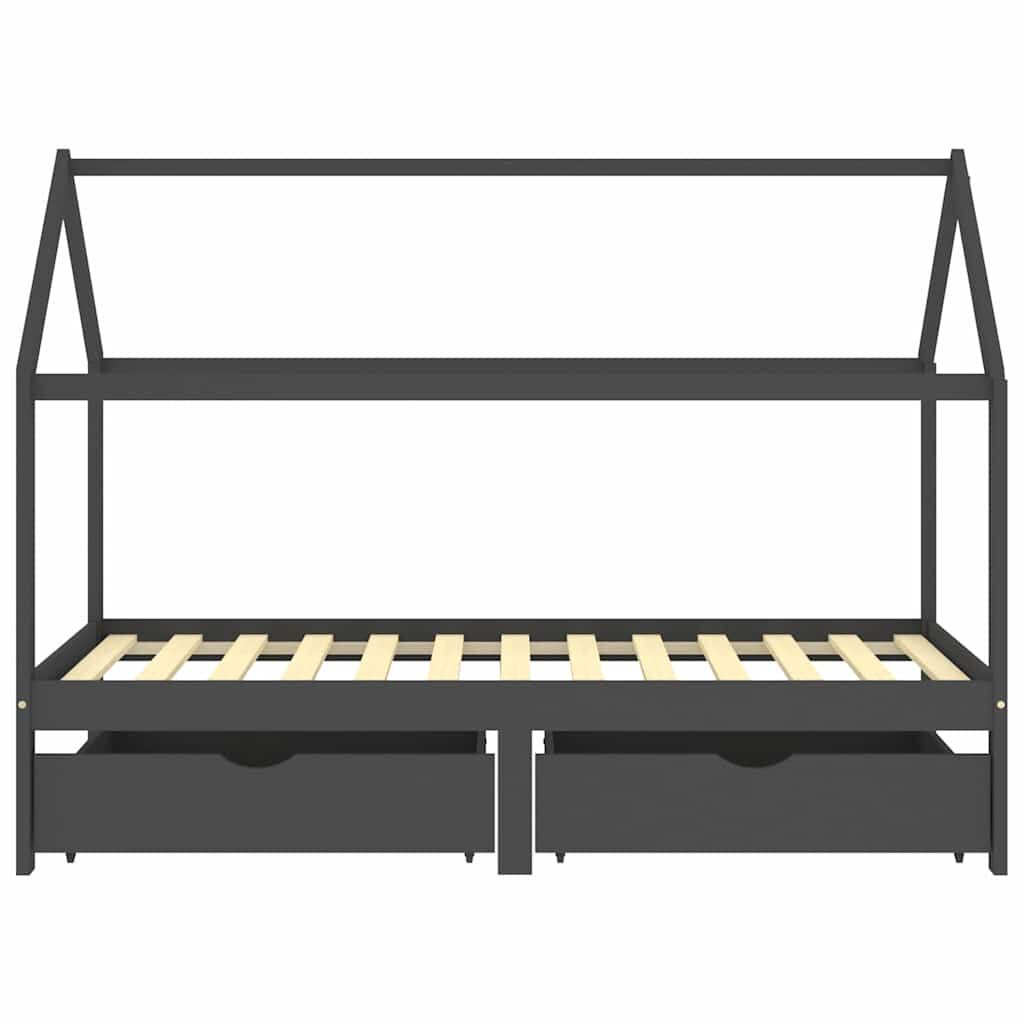 Vidaxl Estructura De Cama Infantil Y Cajones Madera Pino Gris 90x200cm_0