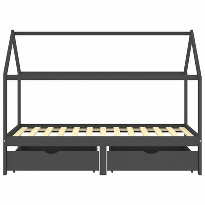 Vidaxl Estructura De Cama Infantil Y Cajones Madera Pino Gris 90x200cm_0