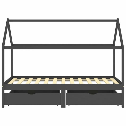Vidaxl Estructura De Cama Infantil Y Cajones Madera Pino Gris 90x200cm_0