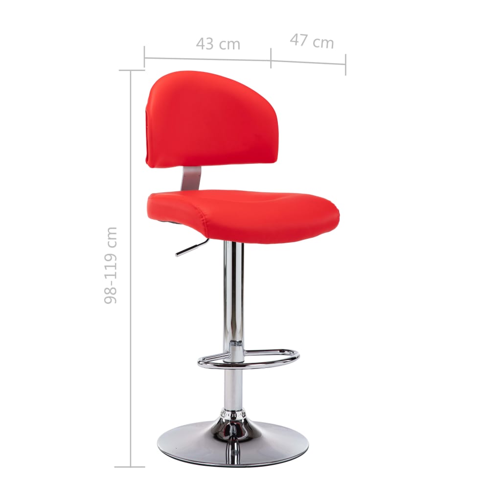 Taburete De Cocina De Cuero Sintético Rojo_5