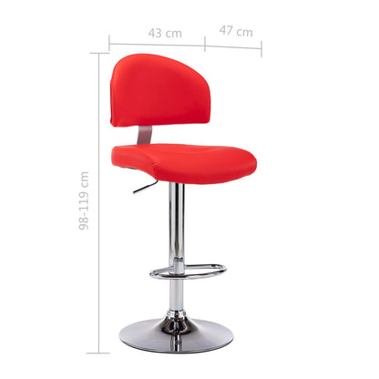 Taburete De Cocina De Cuero Sintético Rojo_5