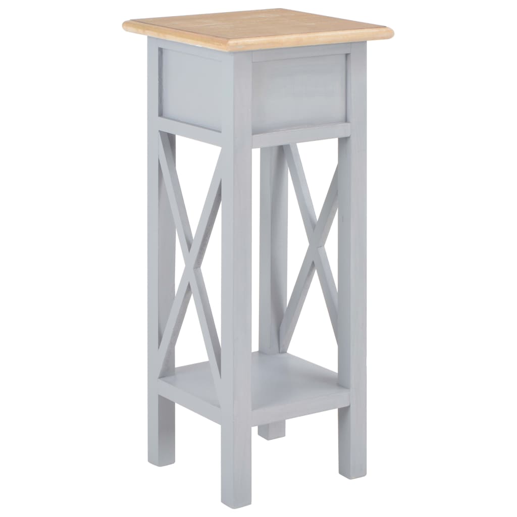 Mesa Auxiliar De Madera Gris 27x27x65,5 Cm_3