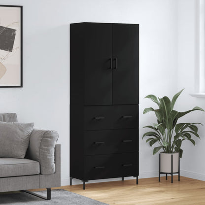 Aparador Alto Madera Contrachapada Negro 69,5x34x180 Cm_0