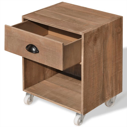 Mesita De Noche Marrón Madera Maciza_2
