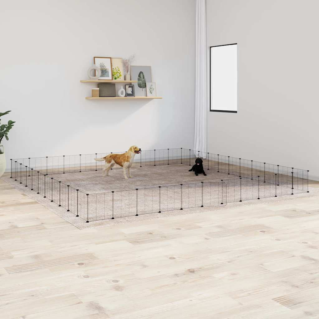 Vidaxl Jaula Para Mascotas De 44 Paneles Puerta Acero Negro 35x35 Cm_1