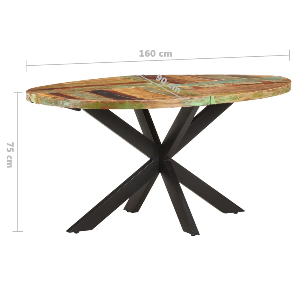 Mesa De Comedor De Madera Maciza Reciclada 160x90x75 Cm_3