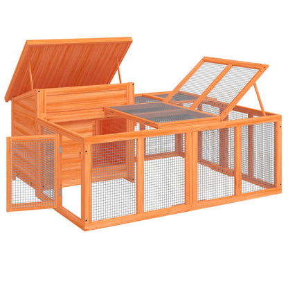 Vidaxl Conejera De Madera Maciza De Pino Marrón 144x123x67,5 Cm_3