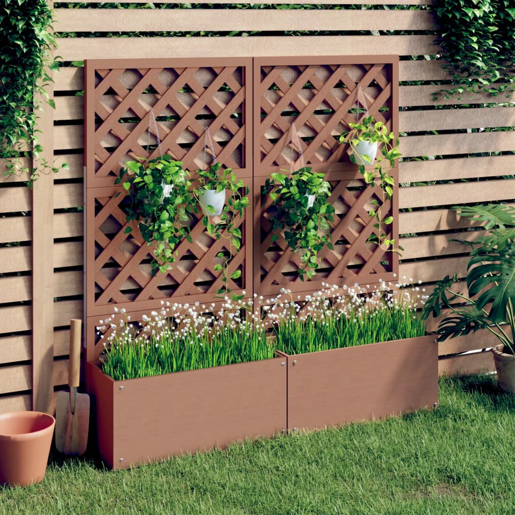 Jardineras Con Enrejado 2 Unidades Wpc Marrón 65x33x135 Cm_1