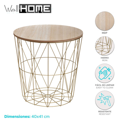 Well Home Mesa Auxiliar De Metal 'kumi' Gold Ø40x41cm_1