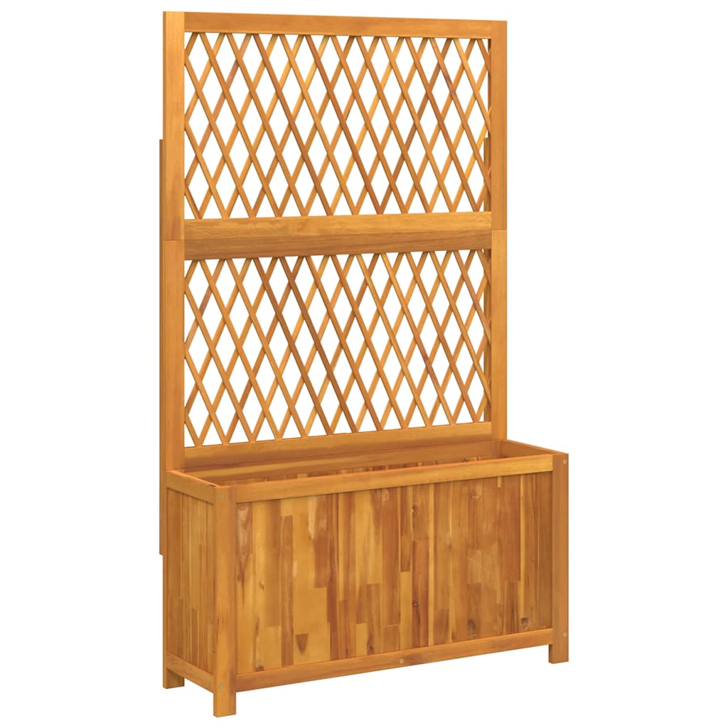 Jardinera Con Enrejado Y Estante Acacia Maciza 100x32x165 Cm_0