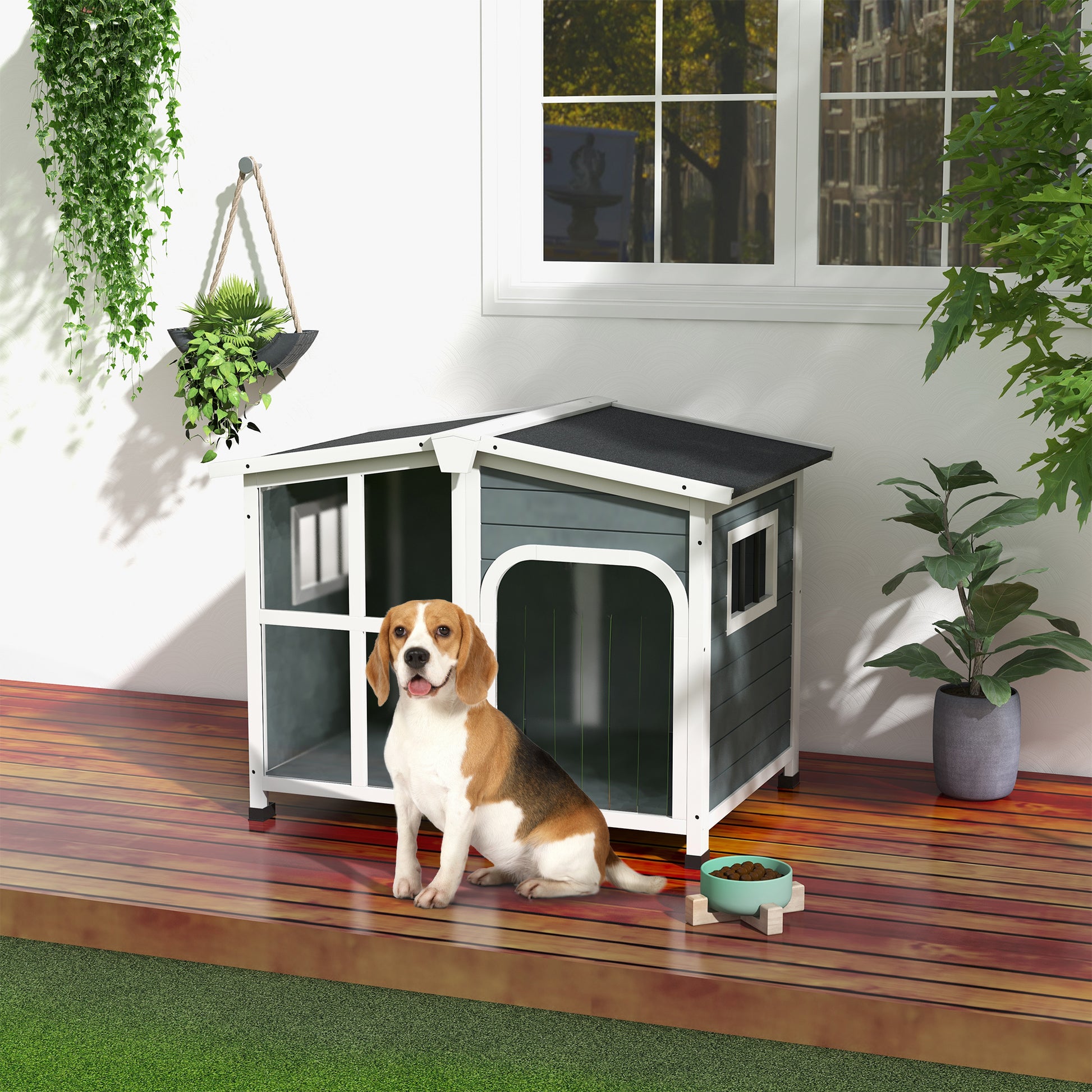 Pawhut Caseta Para Perros Pequeños De Madera 101x66,5x70,5 Cm Gris Oscuro_1