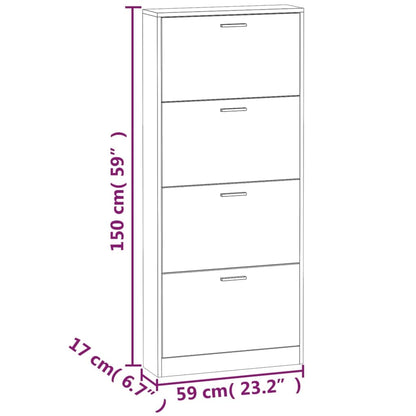 Vidaxl Mueble Zapatero Madera Contrachapada Negro 59x17x150 Cm_2