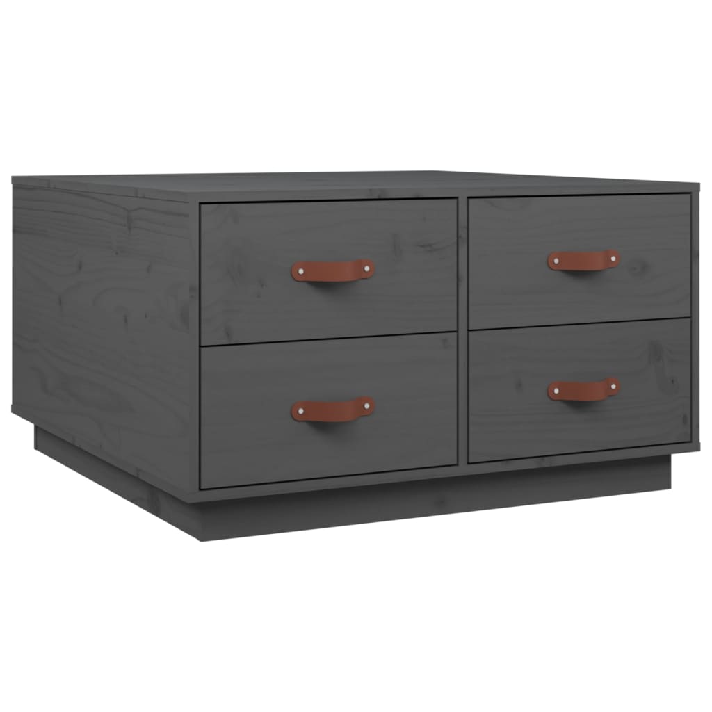 Mesa De Centro De Madera Maciza De Pino Gris 80x80x45 Cm_0