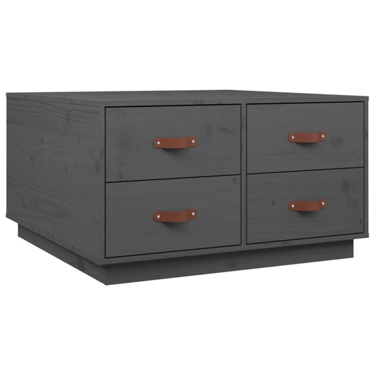 Mesa De Centro De Madera Maciza De Pino Gris 80x80x45 Cm_0