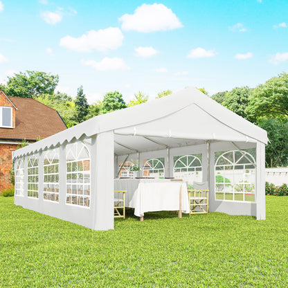 Outsunny Carpa Para Fiesta 4x8 M Con Paredes Extraíbles Puerta Y Ventanas Blanco_3