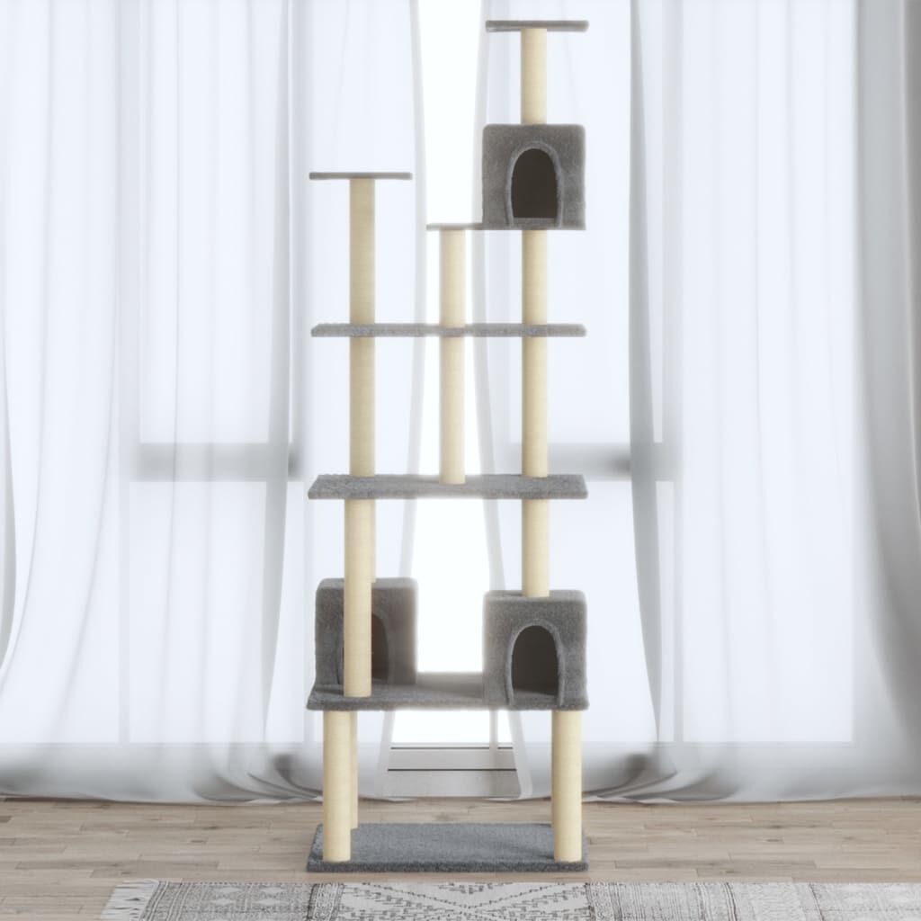 Vidaxl Rascador Para Gatos Con Postes De Sisal Gris Claro 188 Cm_1