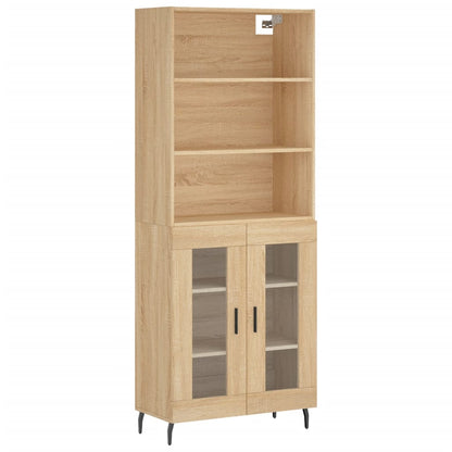 Aparador Alto Madera Contrachapada Color Roble 69,5x34x180 Cm_1