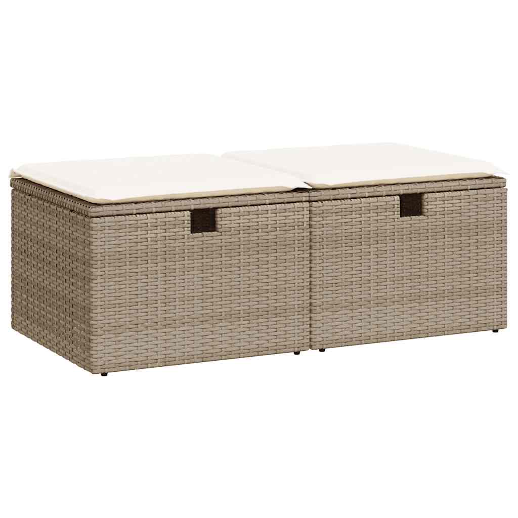 Set Sofás Jardín Y Cojines 2 Pzas Ratán Sintético Acacia Beige / Vetonek_4