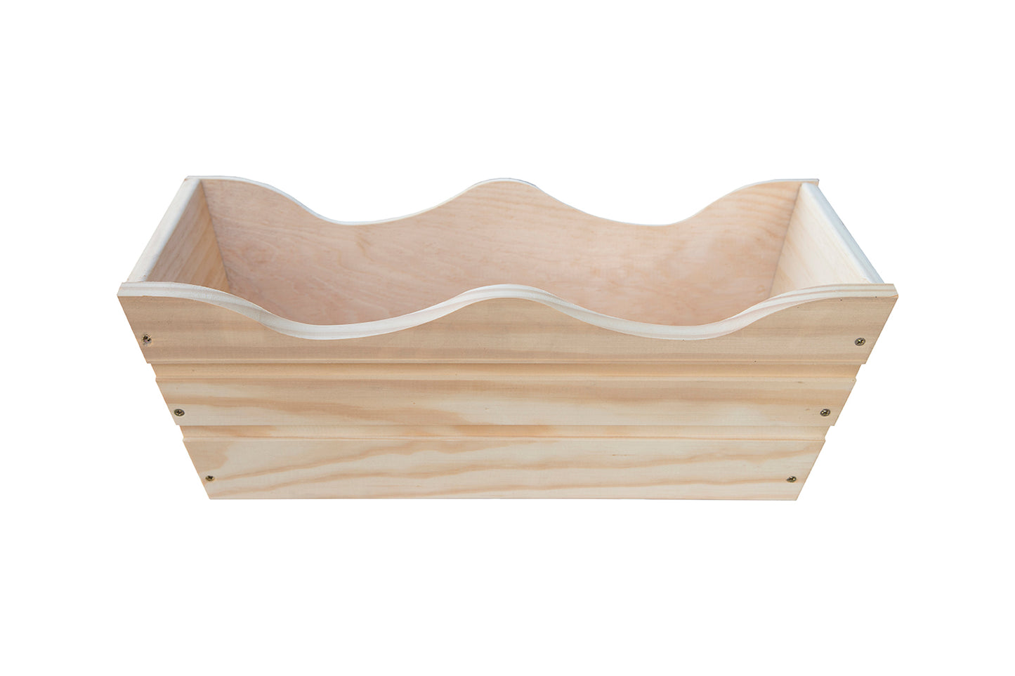 Jardinera De Balcon Ondulada De Madera Natural De 50 X 20 X 19,5 Cm 11l + Bolsa Geotextil