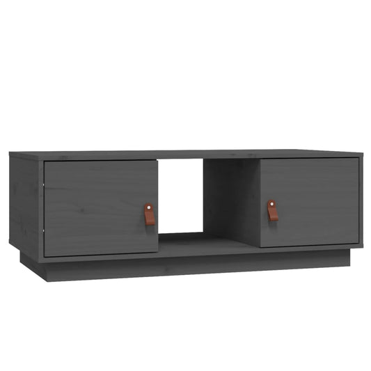 Mesa De Centro De Madera Maciza De Pino Gris 100x50x35 Cm_0