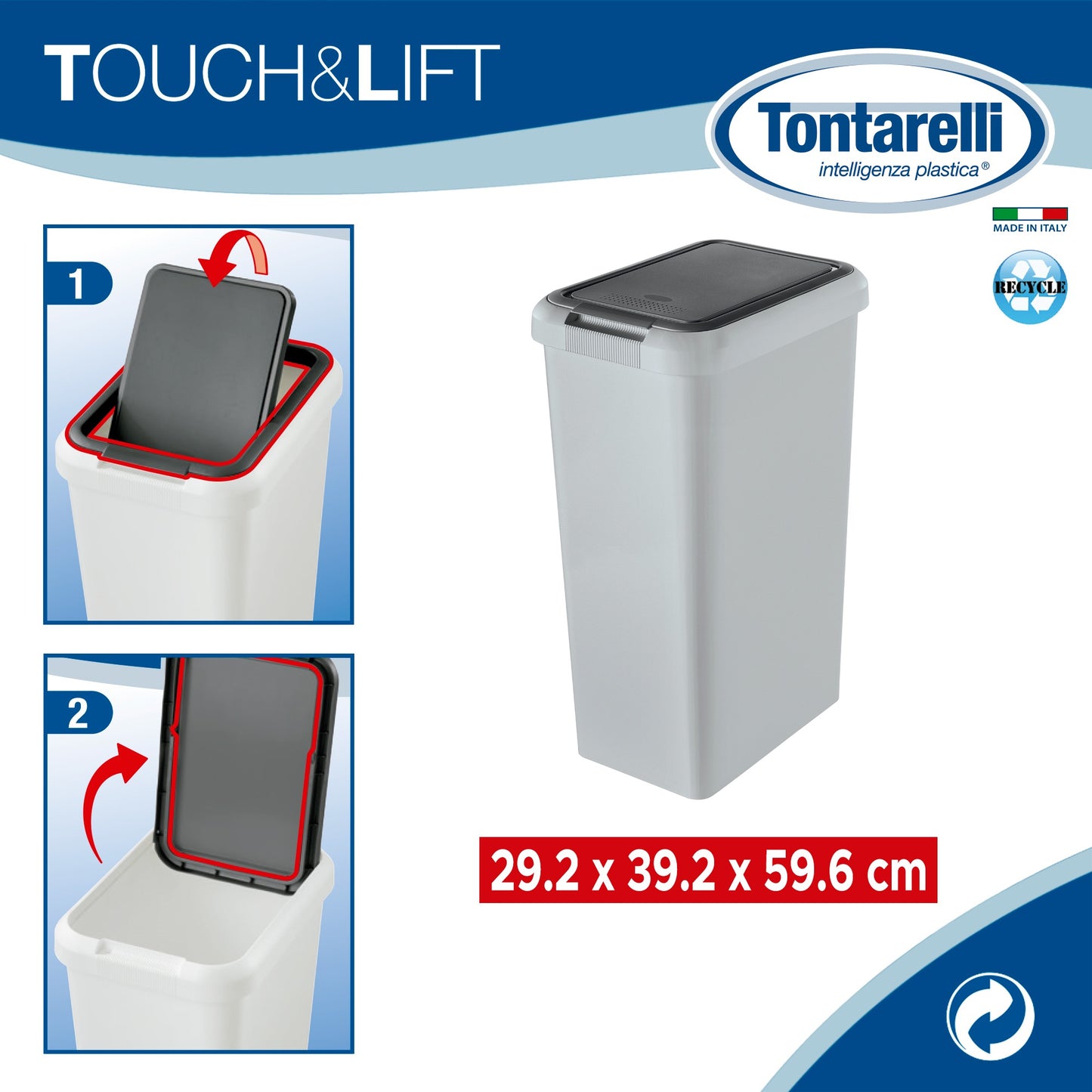 Cubo touch & Lift 45l Gris