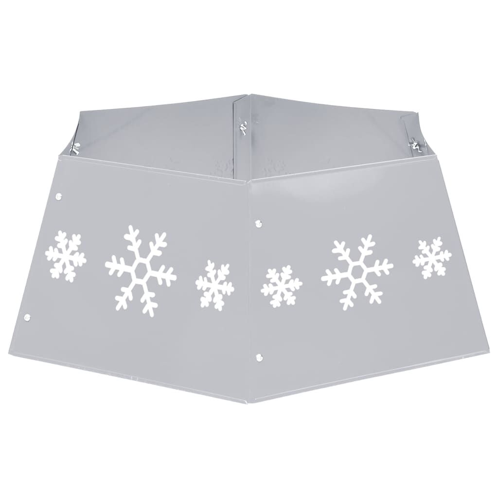 Vidaxl Falda Del Árbol De Navidad Plateada Y Blanca Ø68x25 Cm_4