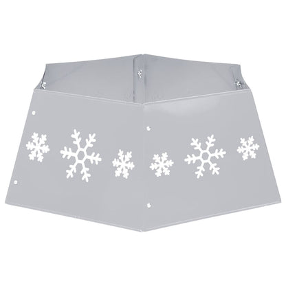 Vidaxl Falda Del Árbol De Navidad Plateada Y Blanca Ø68x25 Cm_4