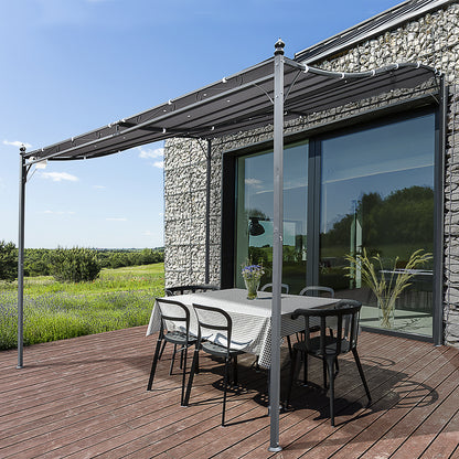 Outsunny Pérgola De Jardín 3x3m Cenador Con 16 Orificios De Drenaje Para Patio_1