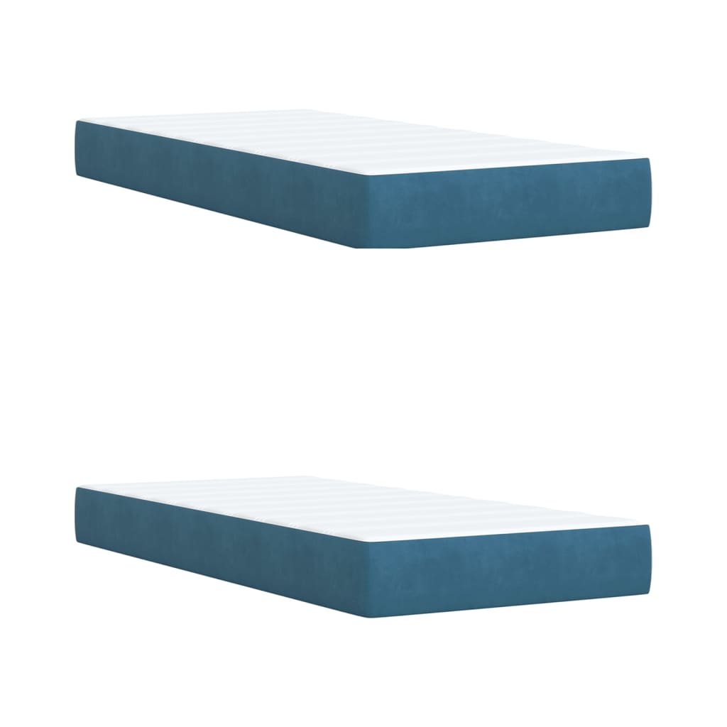 Cama Box Spring Con Colchón Terciopelo Azul Oscuro 200x200 Cm / Vetonek_2