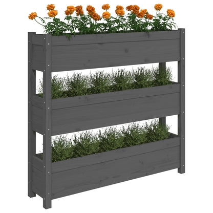 Jardinera De Madera Maciza De Pino Gris 112x25x104,5 Cm_3