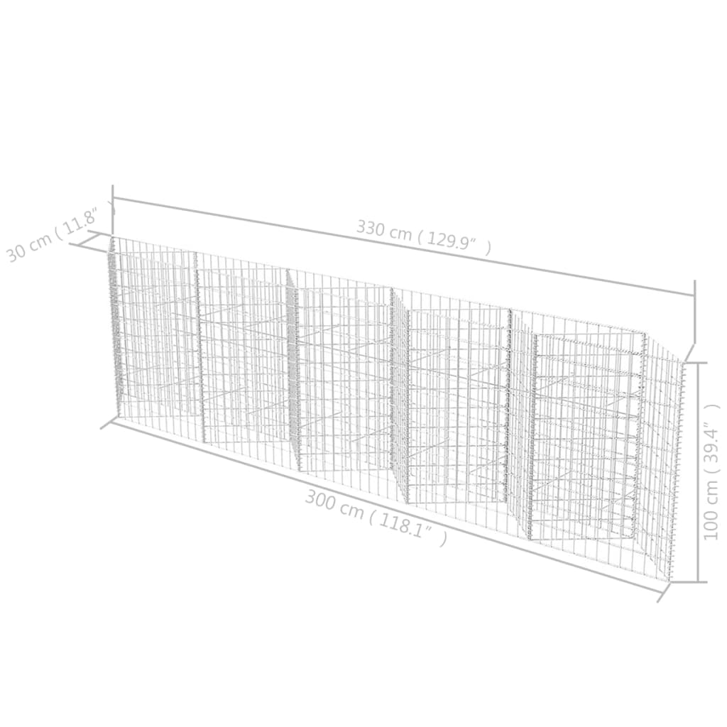 Cesta De Muro De Gaviones Acero Galvanizado 300x30x100 Cm / Vetonek_2