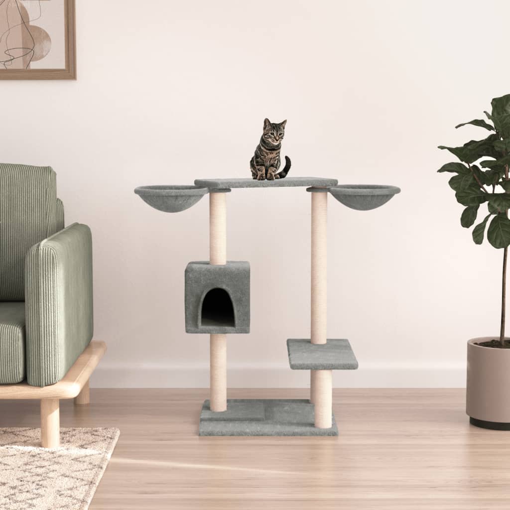 Rascador Para Gatos Con Postes Gris Claro 82 Cm_1