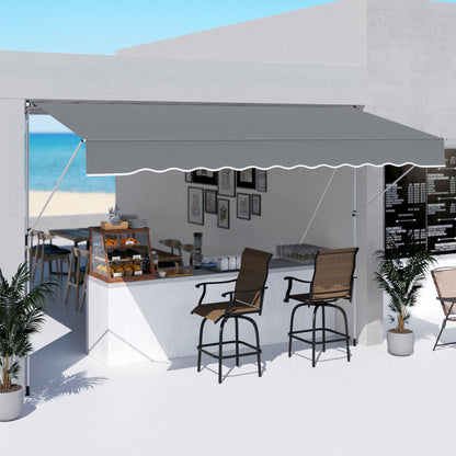 Outsunny Toldo Manual Retráctil Exterior 400x120x170-280 Cm Gris Oscuro_1