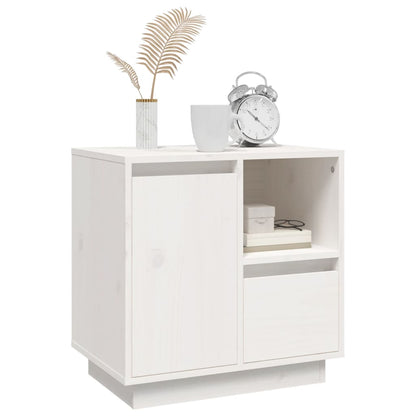 Mesita De Noche Madera Maciza De Pino Blanco 50x34x50 Cm_2