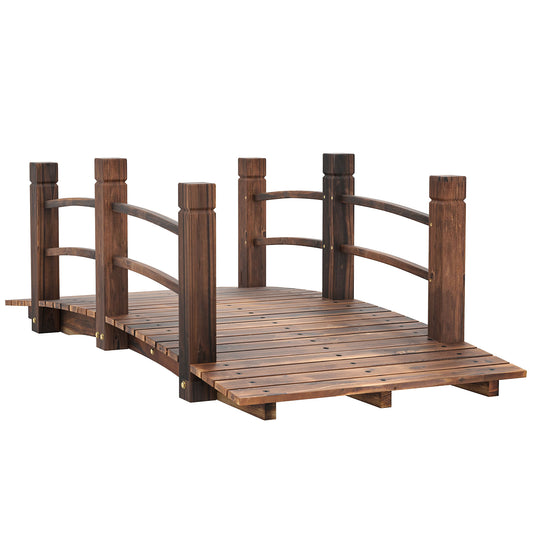 Outsunny Puente De Jardín De Madera Con Barandilla 152,5x67x48 Cm Carbonizado_0