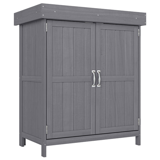 Outsunny Armario De Jardín De Madera Con 2 Puertas Techo Asfáltico 74x43x88 Cm_0