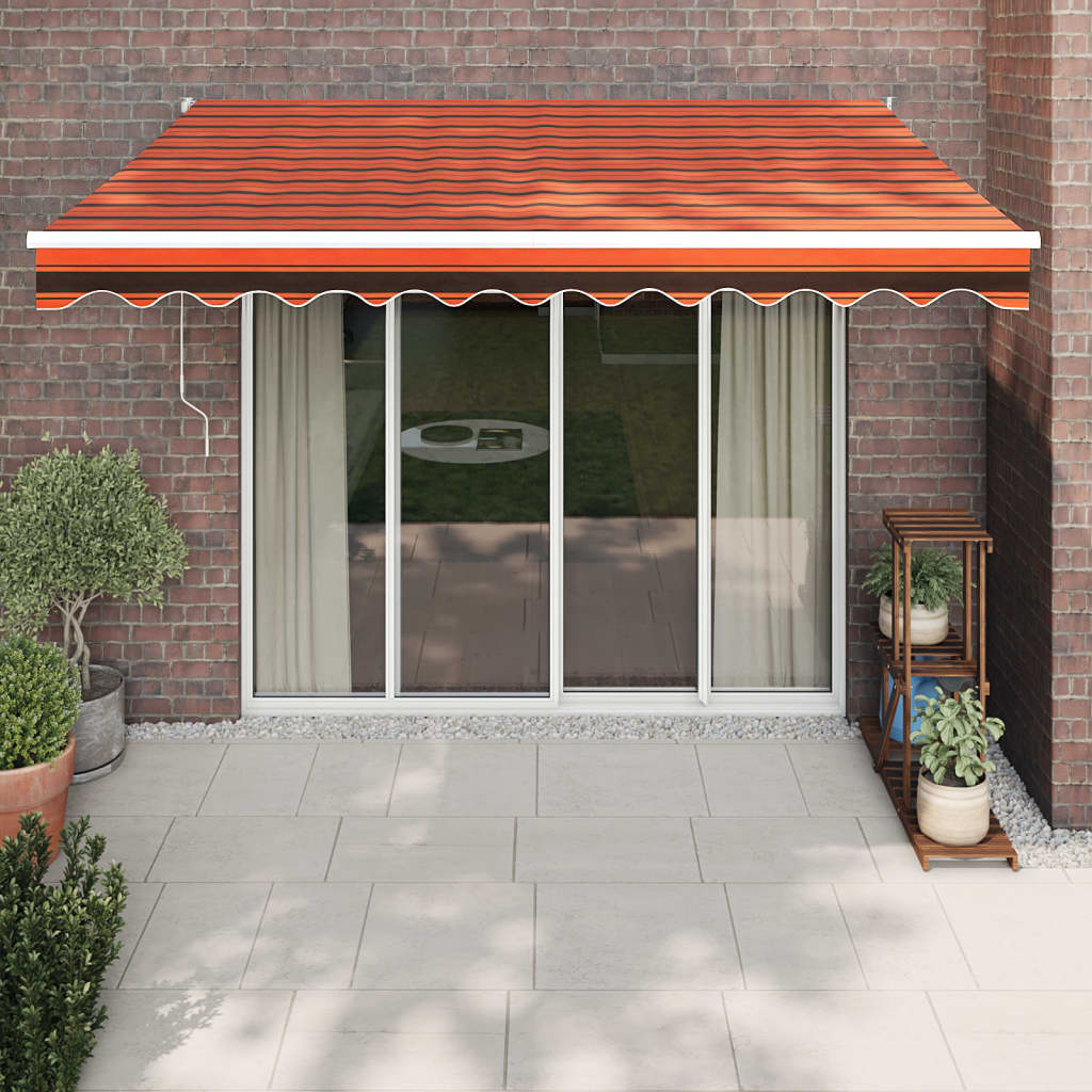 Toldo Retráctil Aluminio Y Tela Naranja Y Marrón 3x2,5 M_1