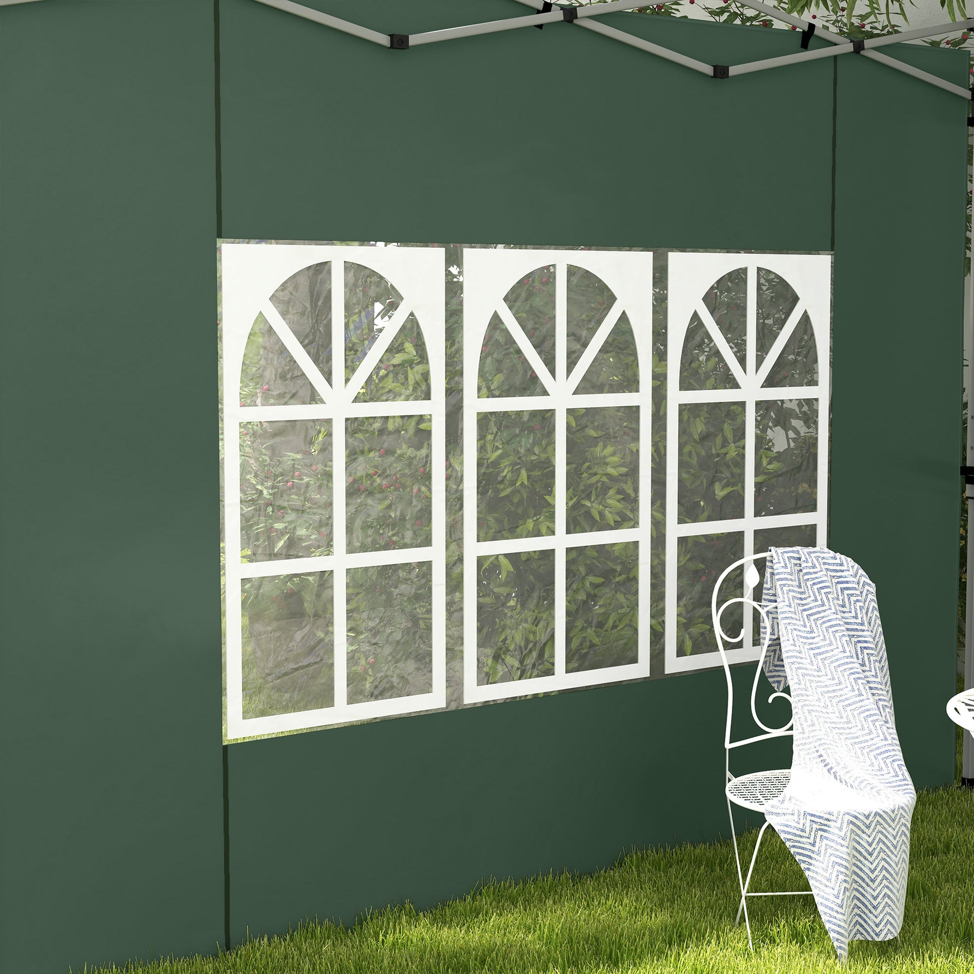 Outsunny Paredes Laterales Para Carpa De 2 Paneles 295x195 Cm Con Ventana Verde_4