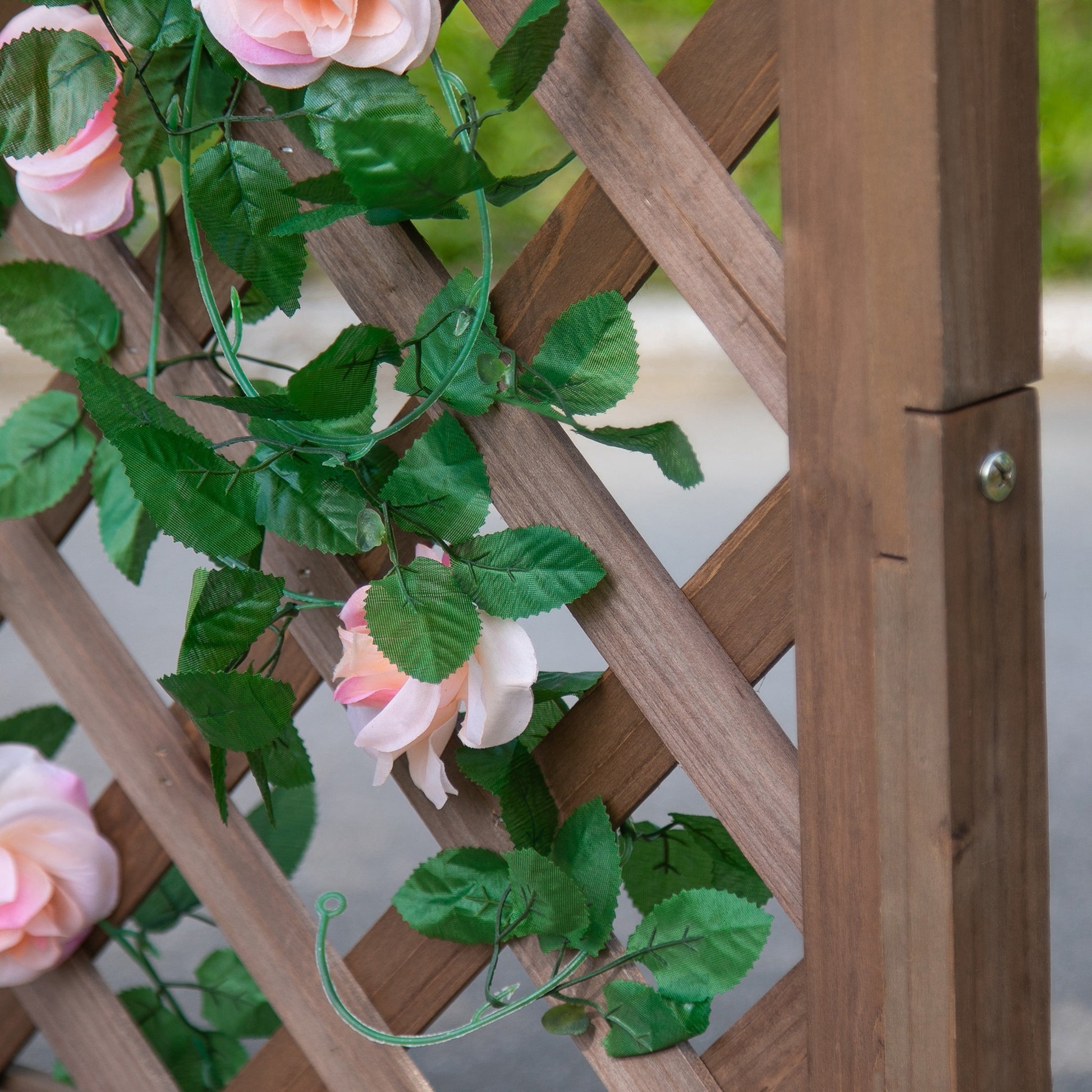 Outsunny Jardinera Con Enrejado De Madera Maciza Plantas Flores Trepaderas_3